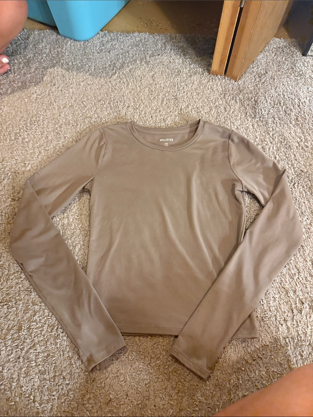Hollister Taupe Long Sleeve Crewneck Top